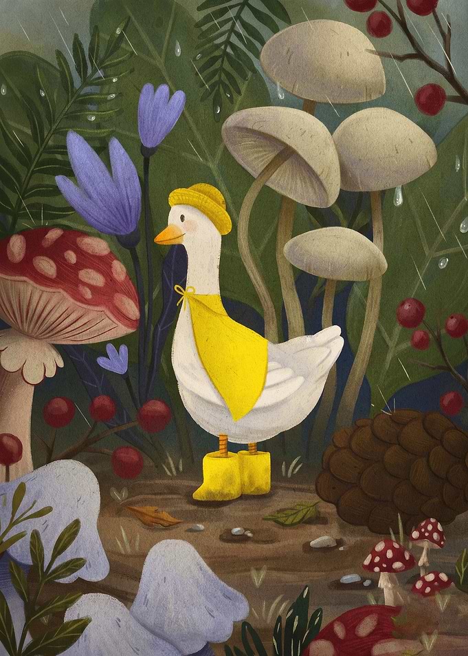 Duck Rain Boots Cute Art Poster
