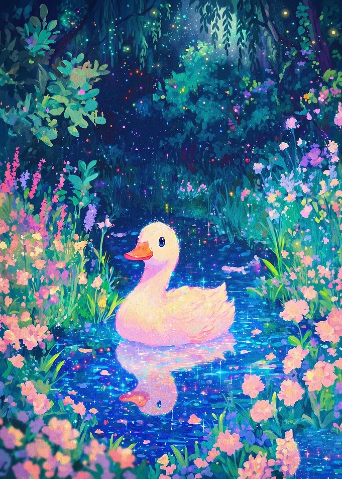 Duck Pond Magic Cute Fantasy Art