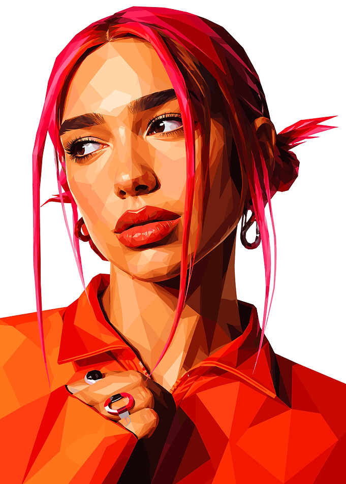 Low Poly Portrait of Dua Lipa