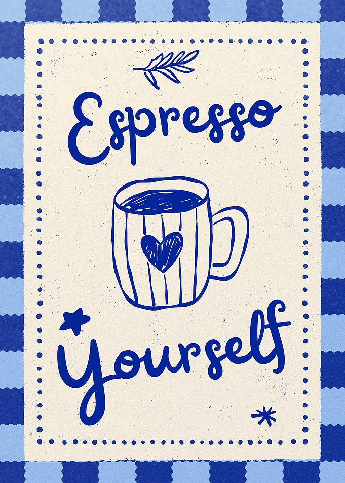 Espresso Yourself Coffee Wall Art in Cobalt Blue