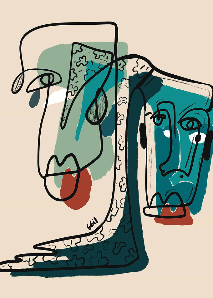 Abstract Line Art Faces