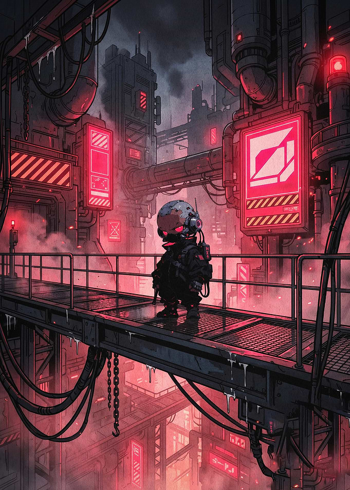 Cyberpunk Soldier Sci-Fi Art Poster