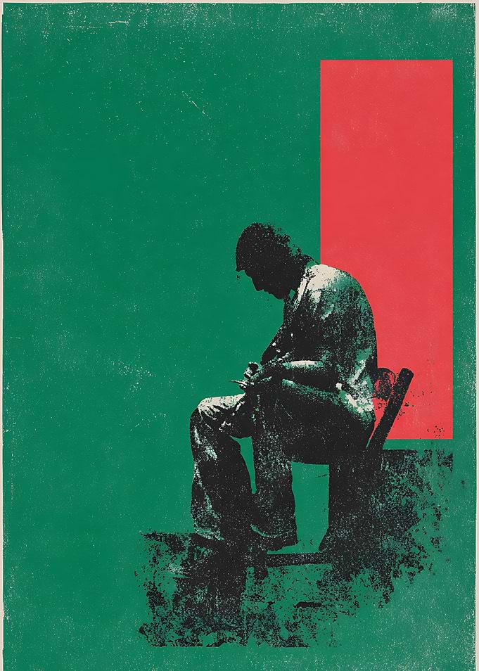 Abstract Silhouette of Seated Man