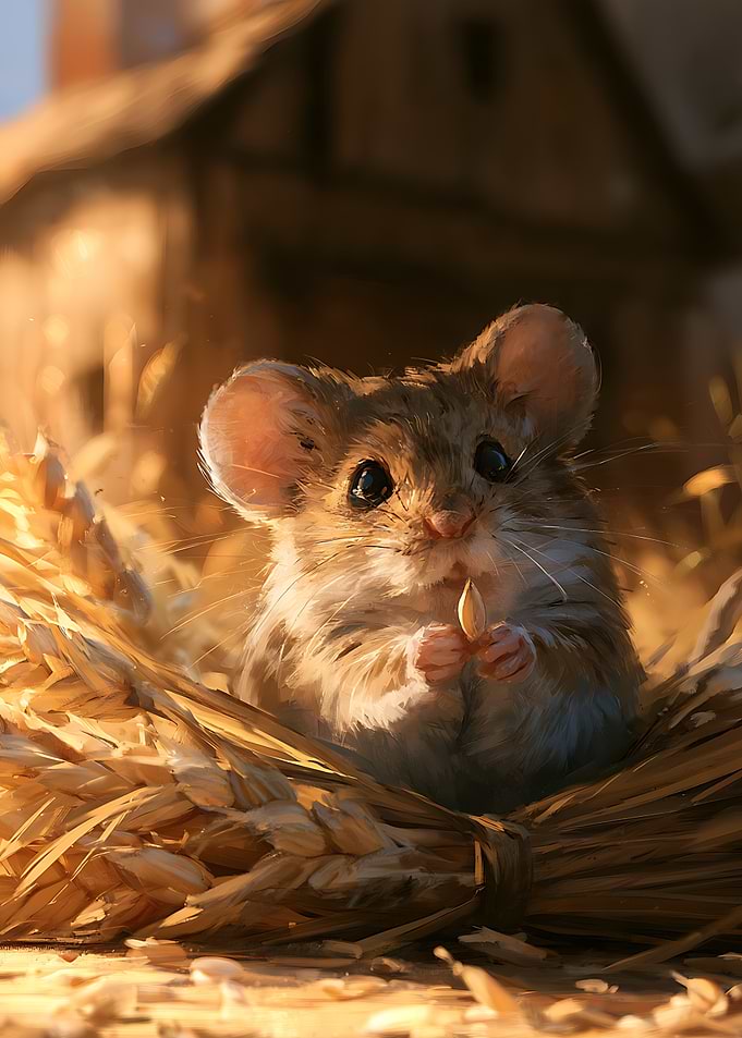 Cute Mouse Eating Grain
