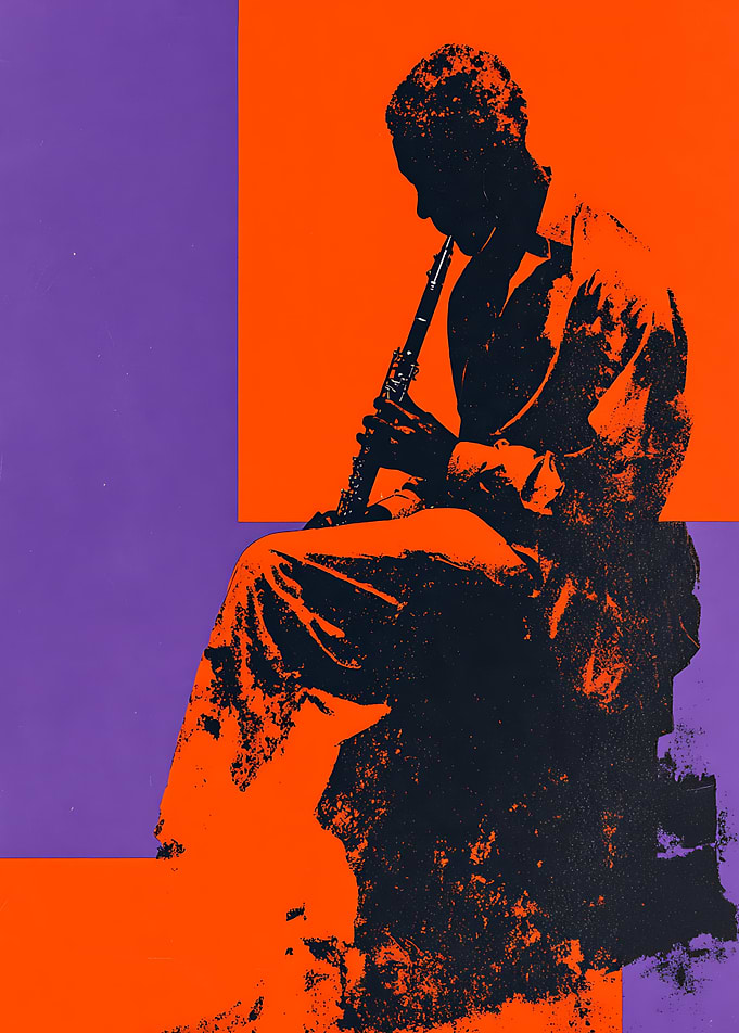 Pop Art Clarinet Player Silhouette