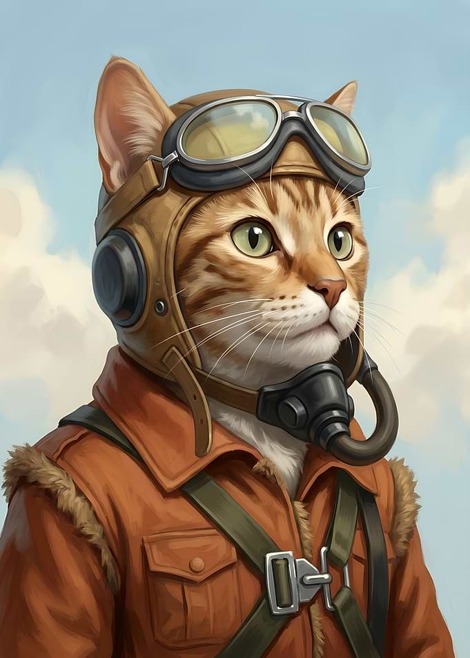 Cute Cat Aviator Pilot Portrait