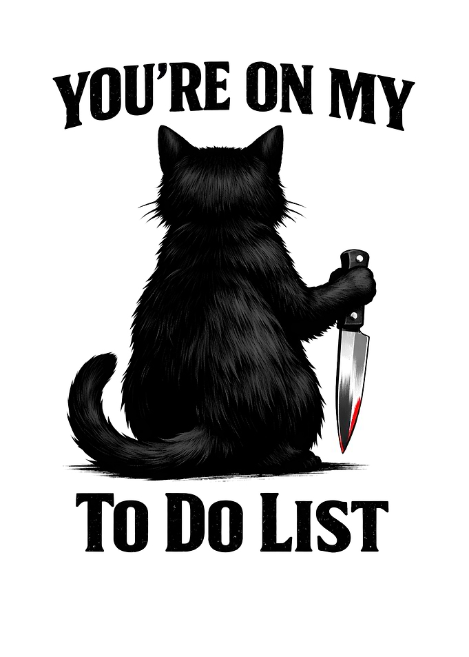 Funny Black Cat With Knife