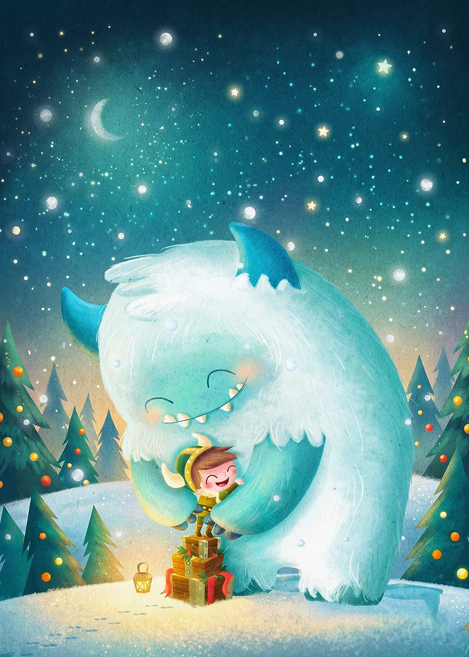 Yeti Monster Hug Cute Fantasy Art