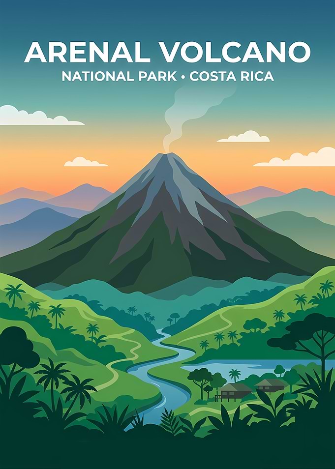 Arenal Volcano National Park Travel Poster