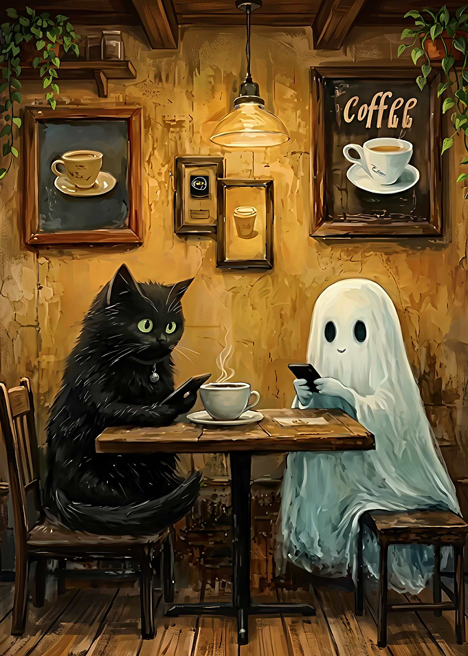 Black Cat and Ghost Coffee Date