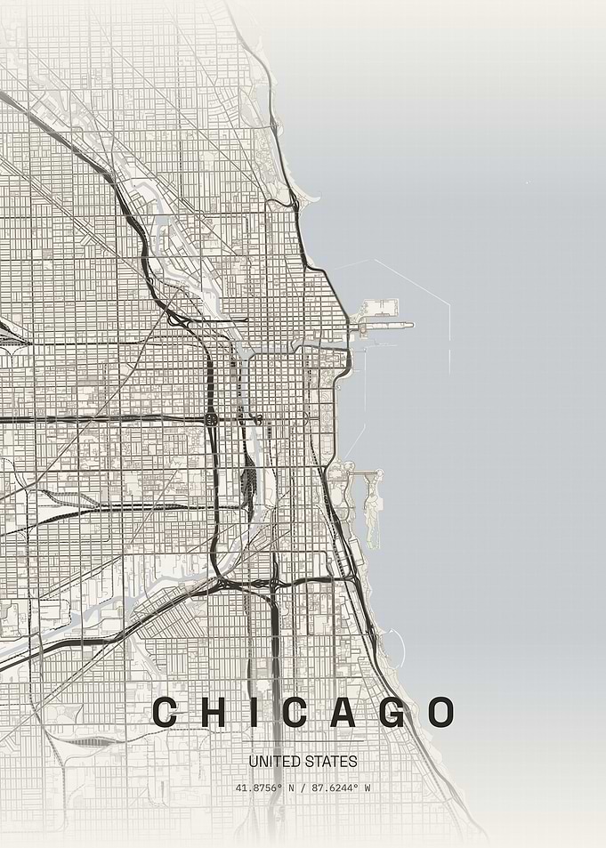 Minimalist Chicago City Street Map