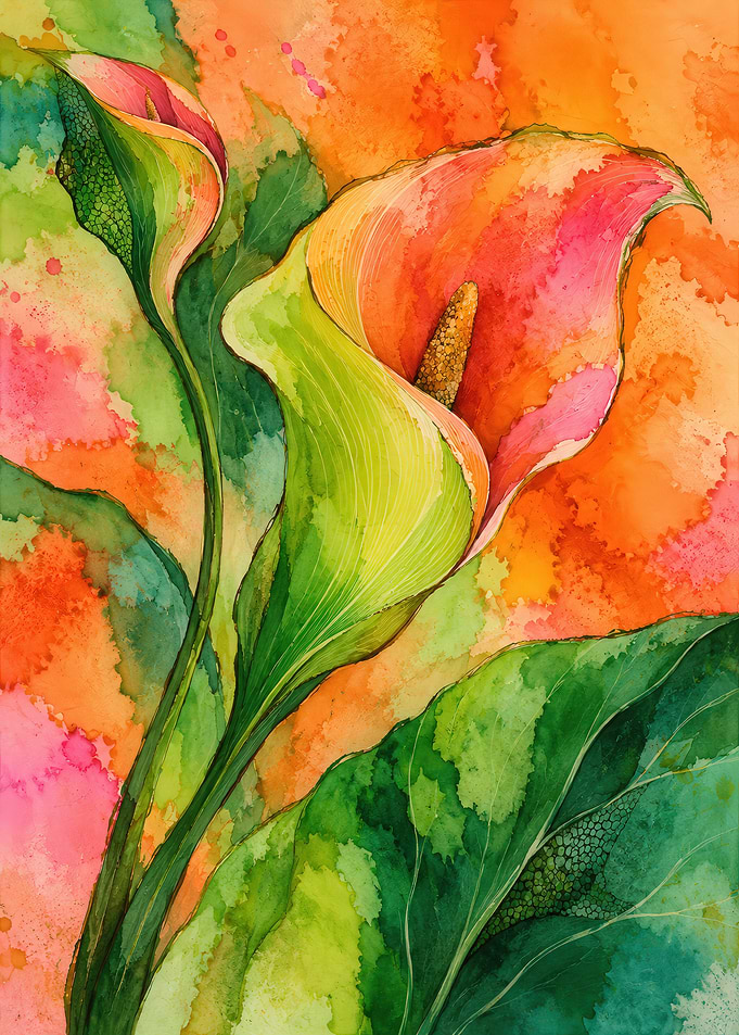 Vibrant Watercolor Calla Lily Art