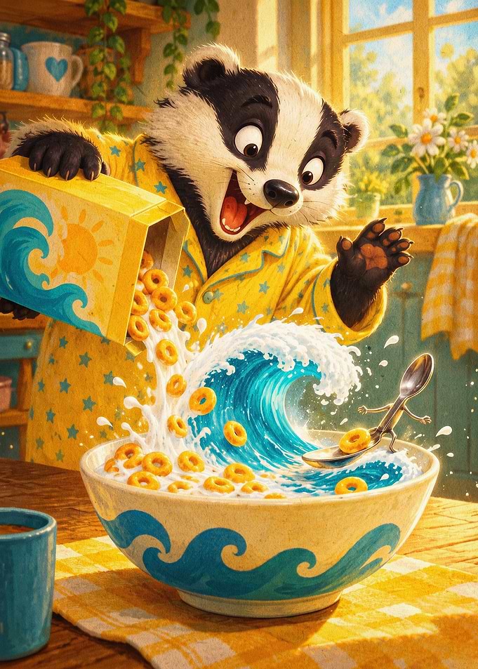 Badger Cereal Breakfast Cute Art