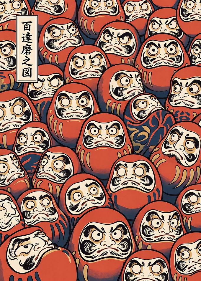 Traditional Japanese Daruma Dolls Pattern