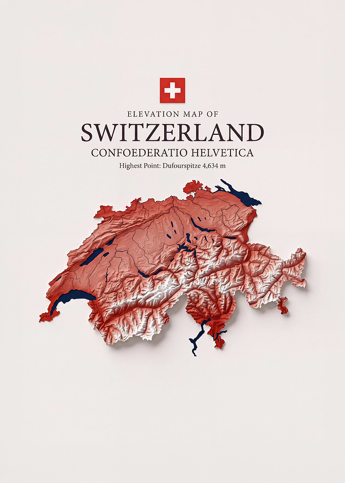 Elevation Map of Switzerland
