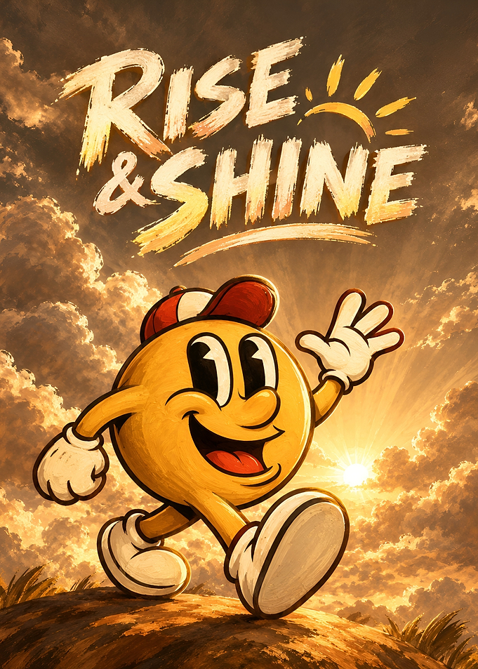 Rise and Shine Retro Character Poster
