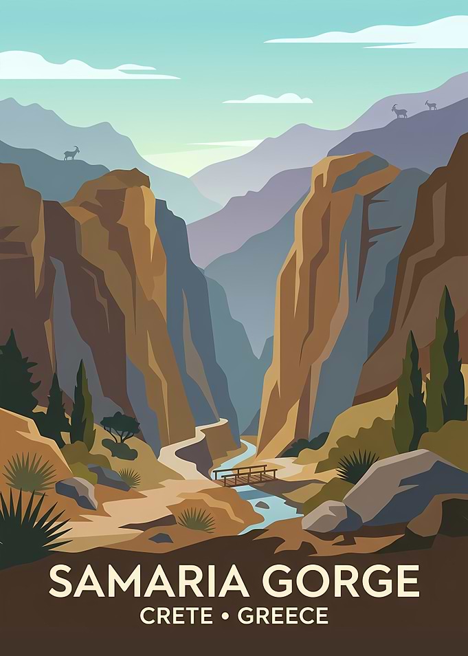 Samaria Gorge Crete Greece Travel Poster
