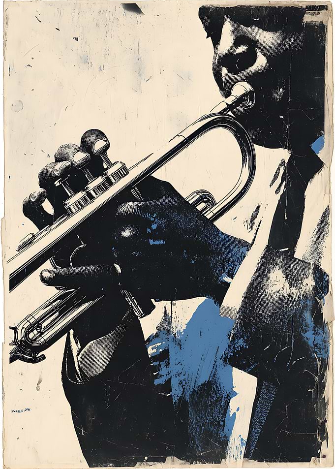 Jazz Musician Playing Trumpet Art Print
