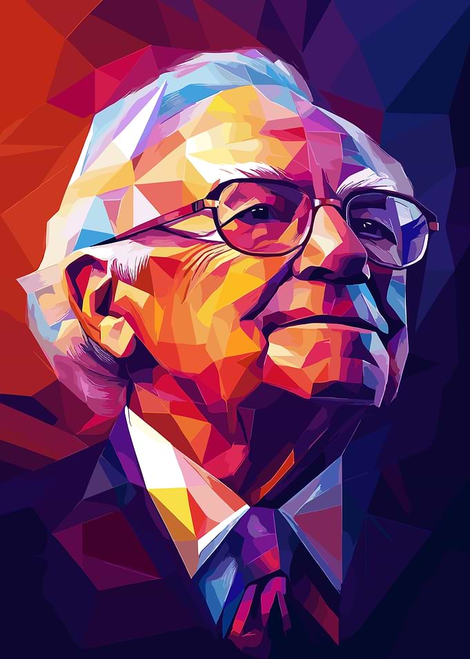 Colorful Geometric Portrait of Warren Buffett