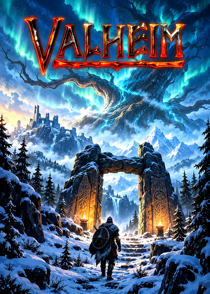 Valheim Viking Warrior Fantasy Landscape