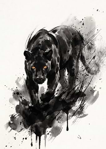 Watercolor Black Panther Art