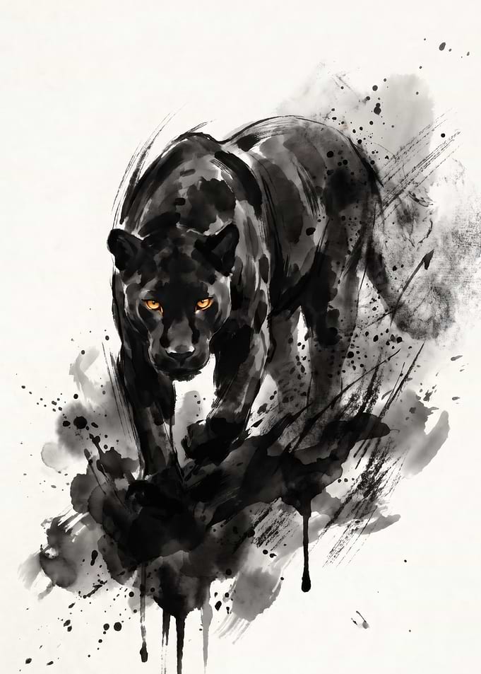 Watercolor Black Panther Art