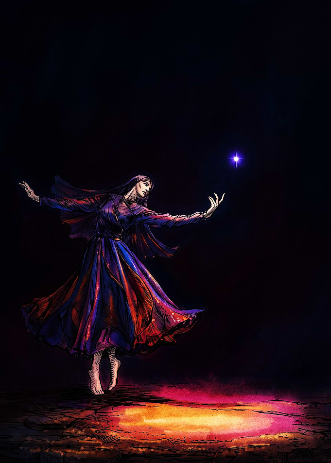 Ethereal Dancer Reaching for a Star