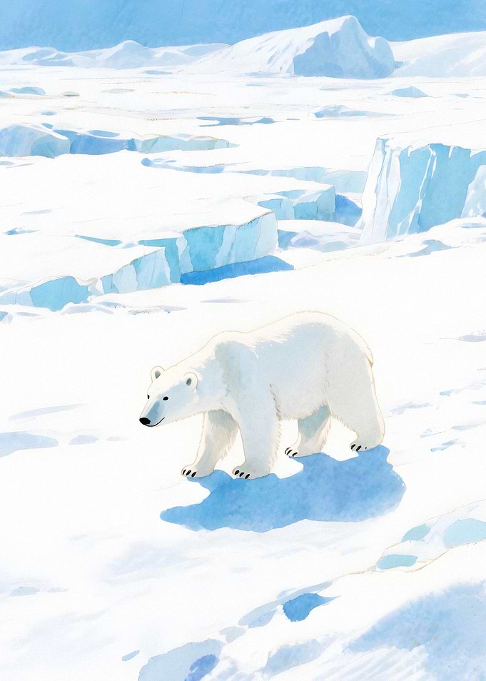 Polar Bear Walking on Arctic Ice