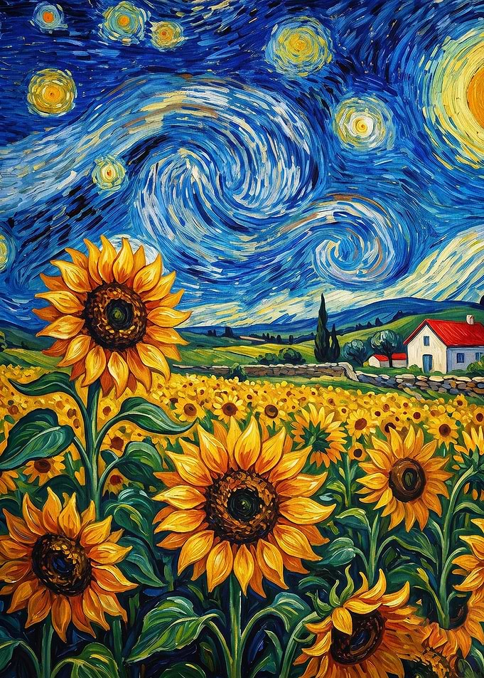 Sunflower Night Starry Van Gogh
