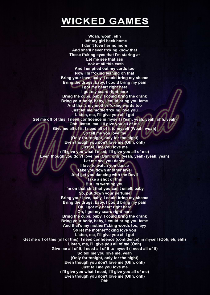 The Weeknd Wicked Games Lyrics Poster