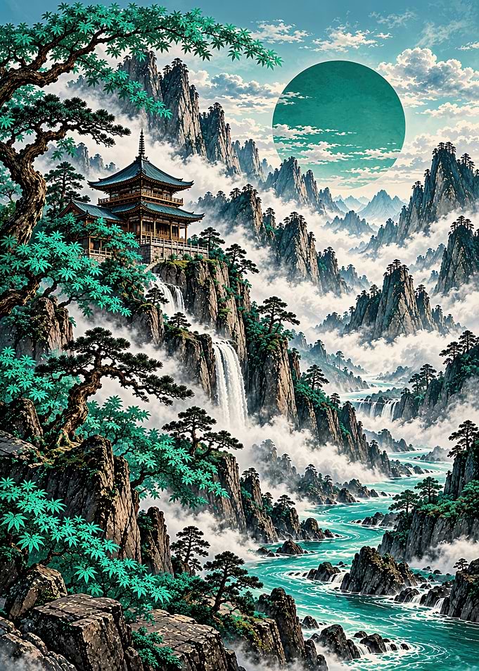 Teal Temple in Misty Mountains