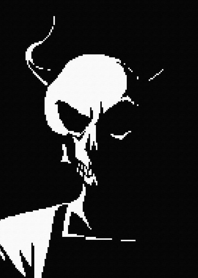 Minimalist Pixel Art Demon Silhouette