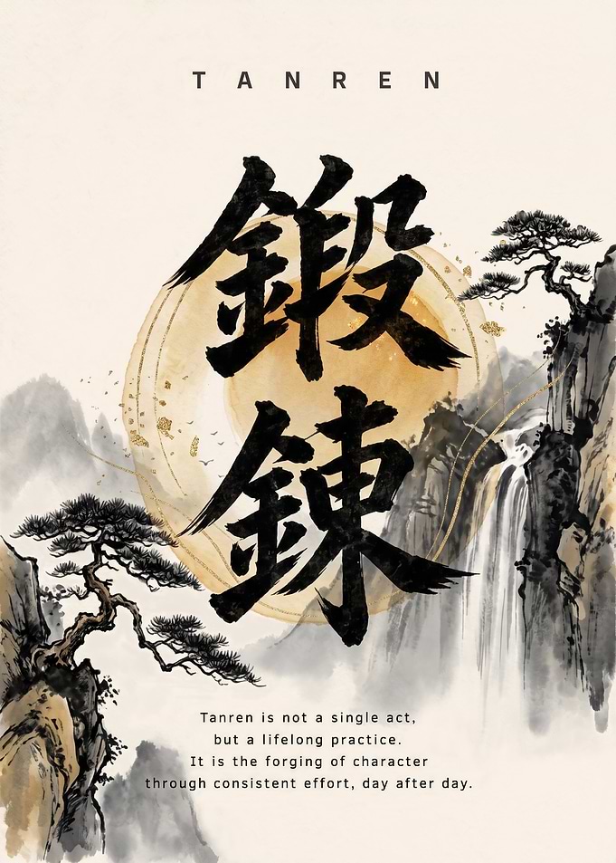 Tanren Japanese Calligraphy Art Poster