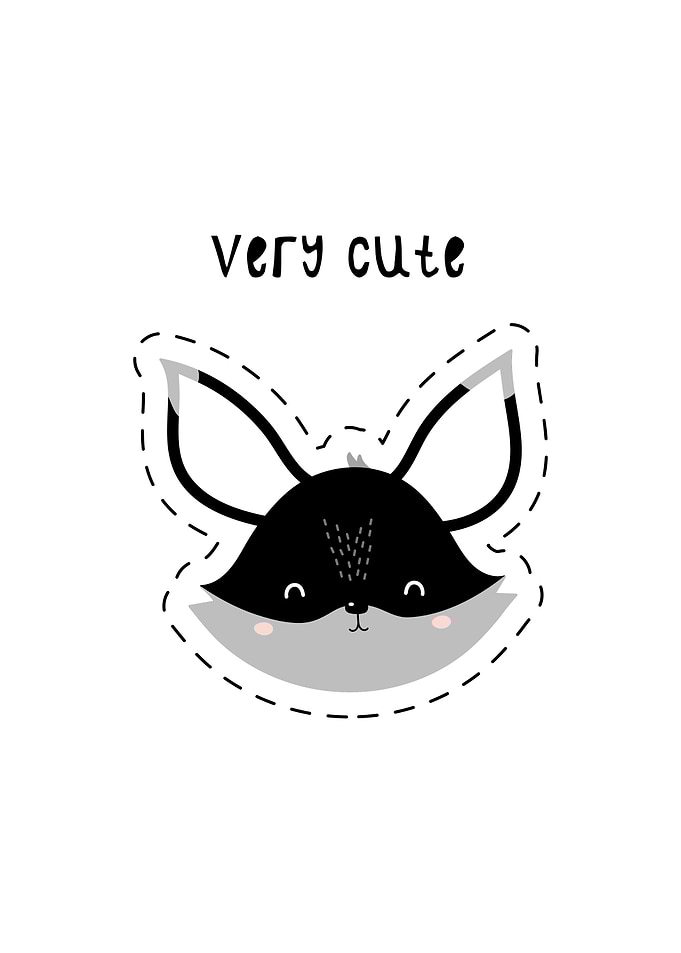 Cute Fox Face Sticker Illustration