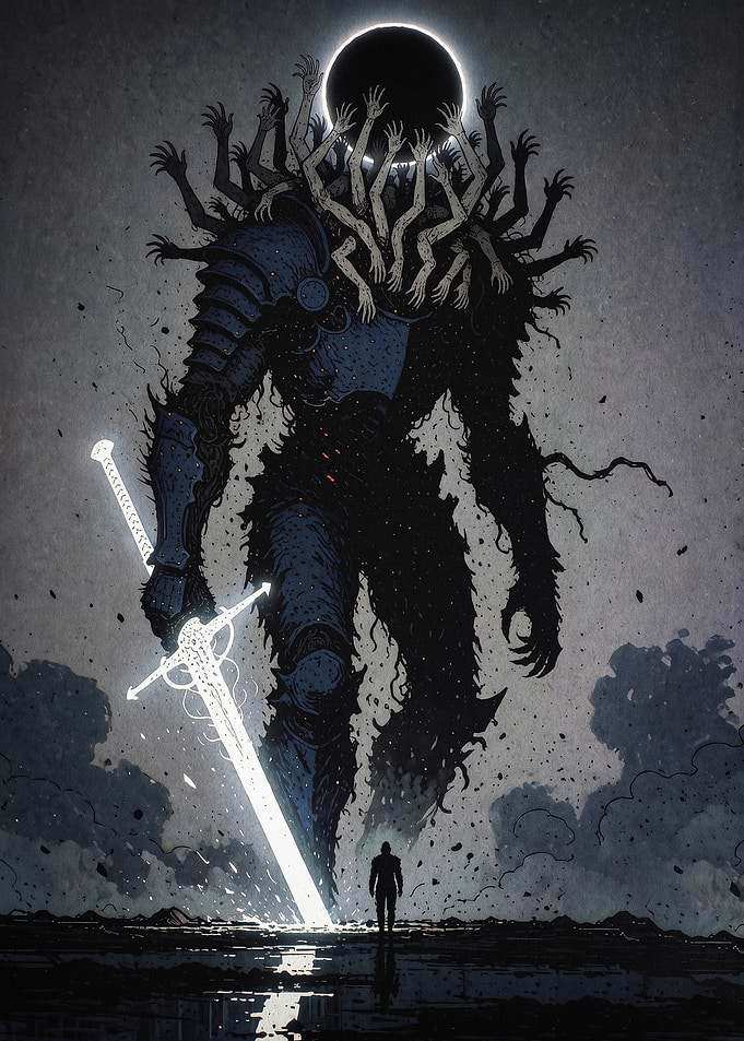 Dark Fantasy Knight Eclipse Art