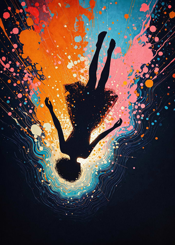 Falling Girl Abstract Splatter Art