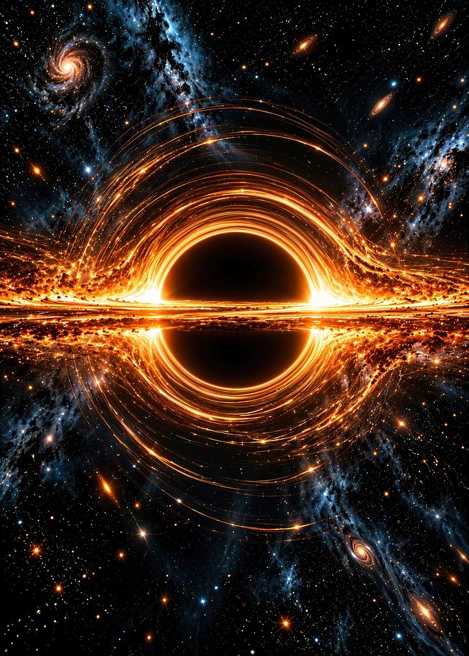 Glowing Supermassive Black Hole in Space