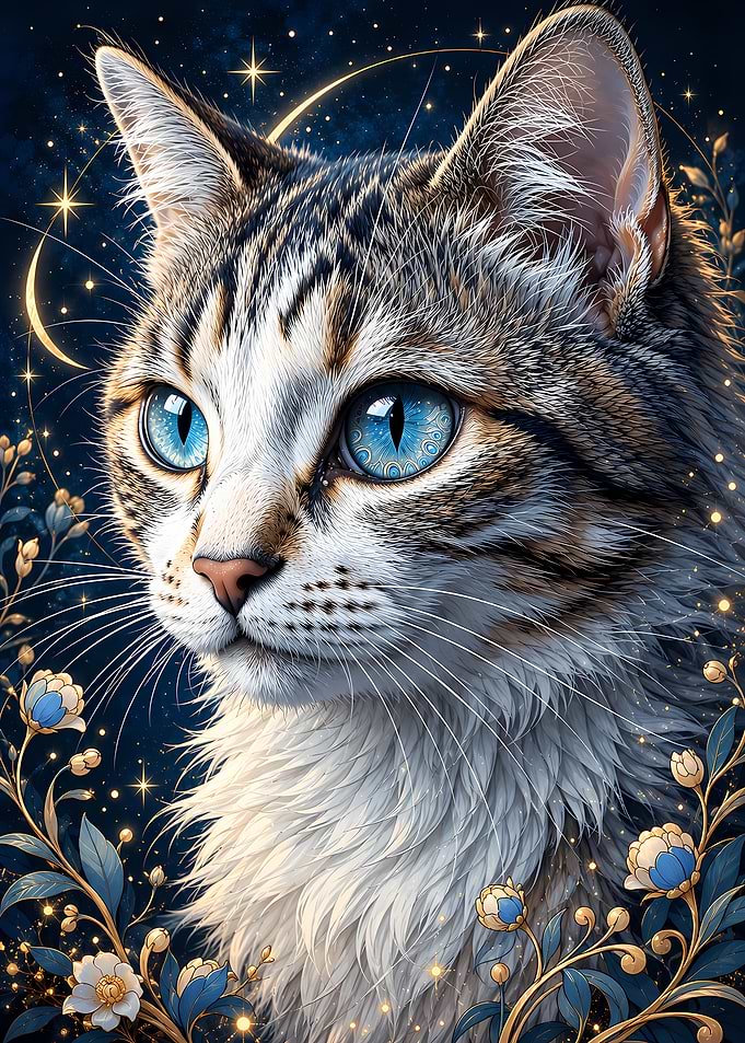 Celestial Tabby Cat with Blue Eyes