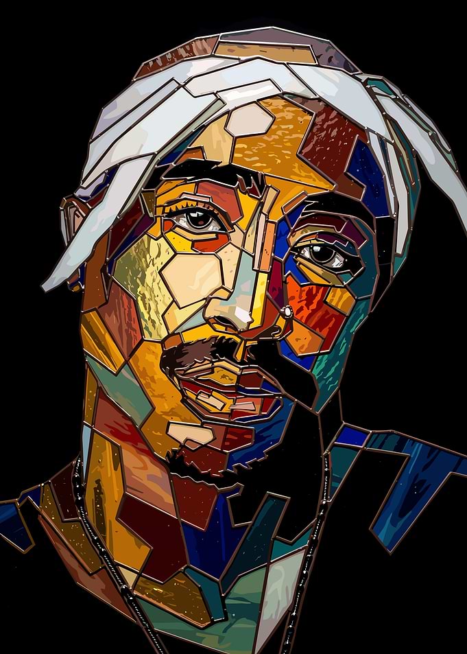 Stained Glass Style Tupac Shakur Portrait