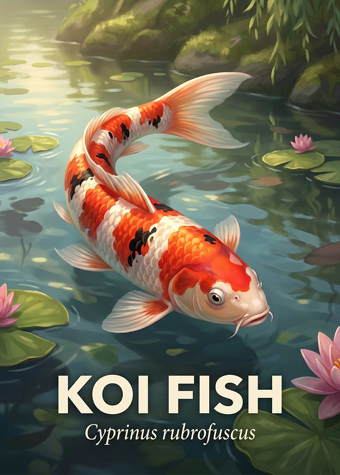 Koi Fish Pond Illustration