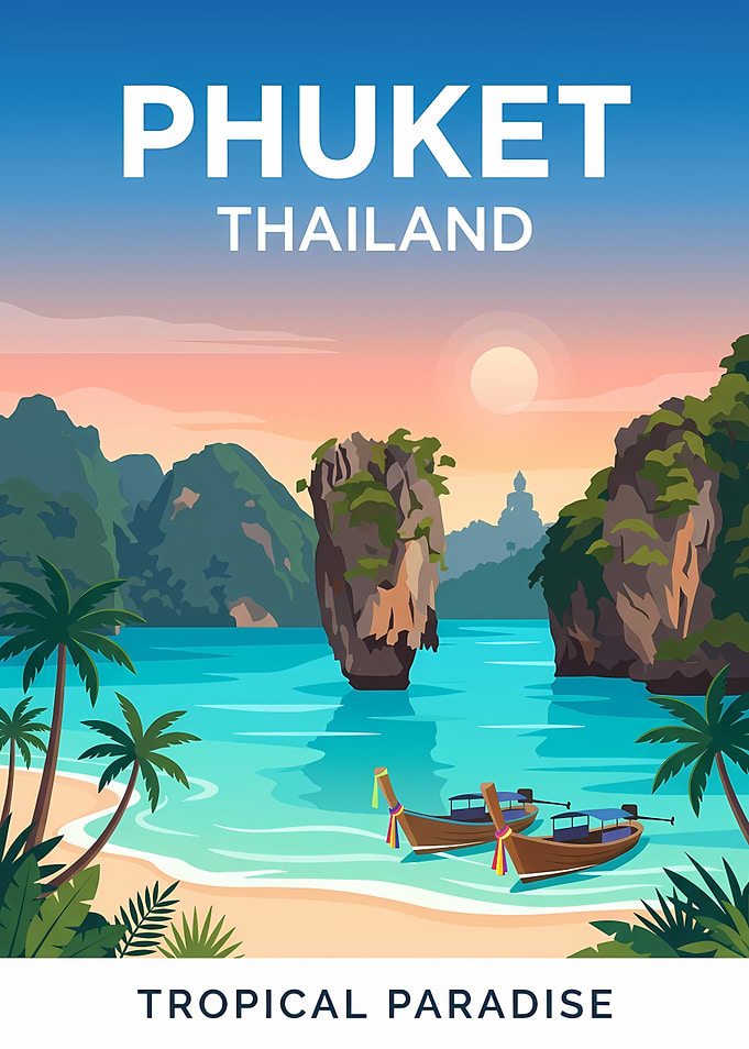 Phuket Thailand Tropical Travel Poster