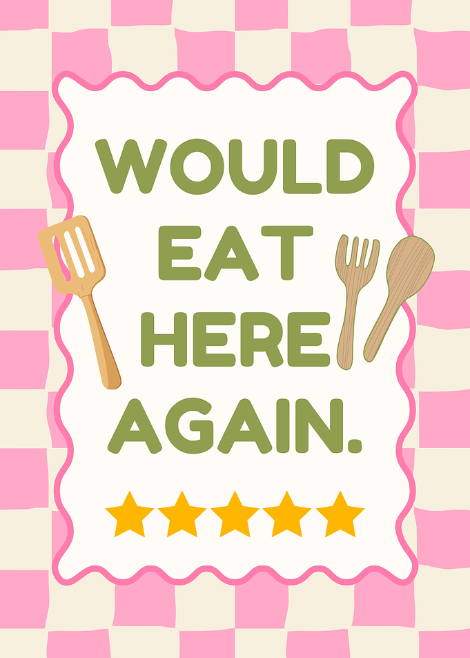 Funny Restaurant Review Kitchen Quote Wall Art