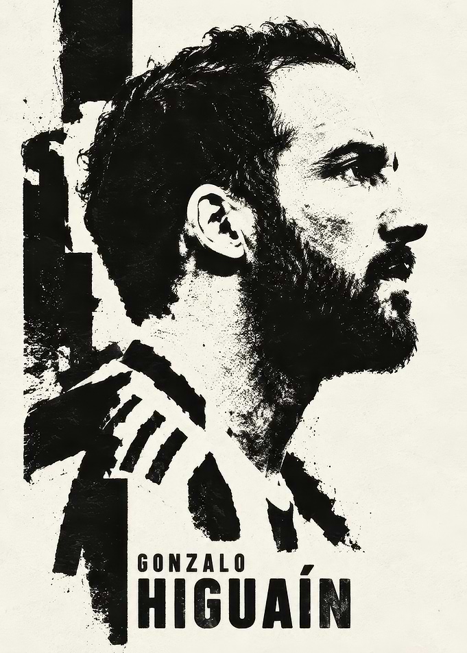 Gonzalo Higuain Black and White Portrait