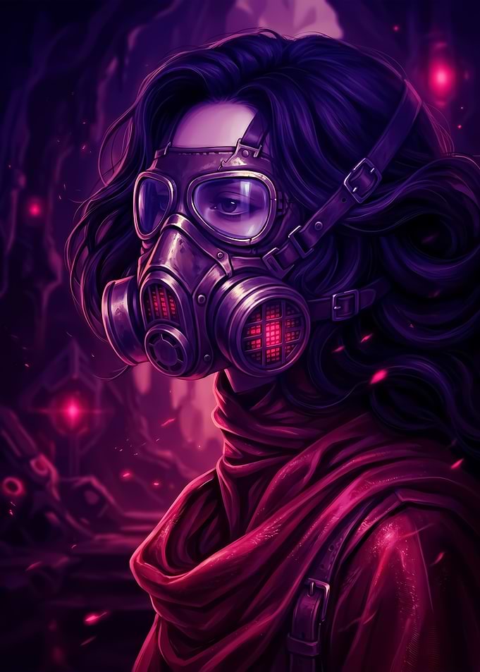 Cyberpunk Woman in Gas Mask