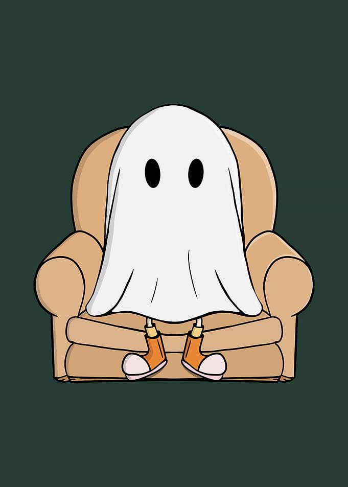 Cute Ghost Sitting in Armchair