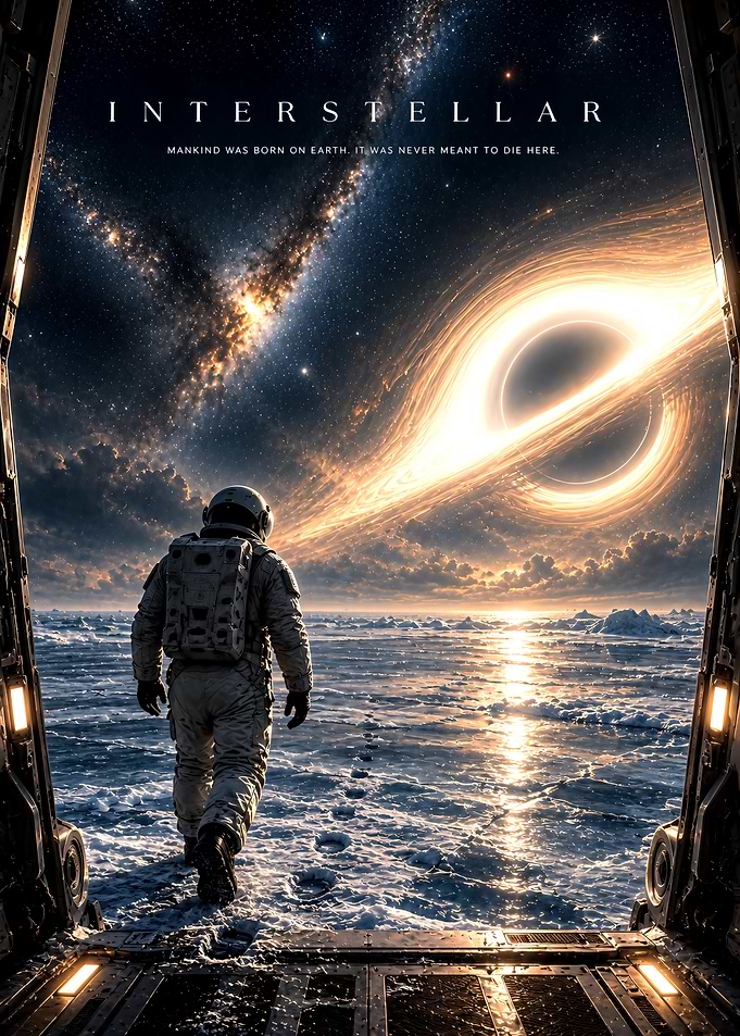 Interstellar Movie Poster Astronaut Landscape