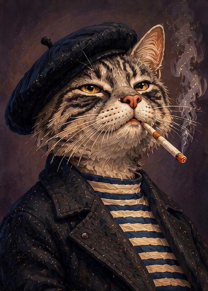 Sophisticated Cat in French Beret