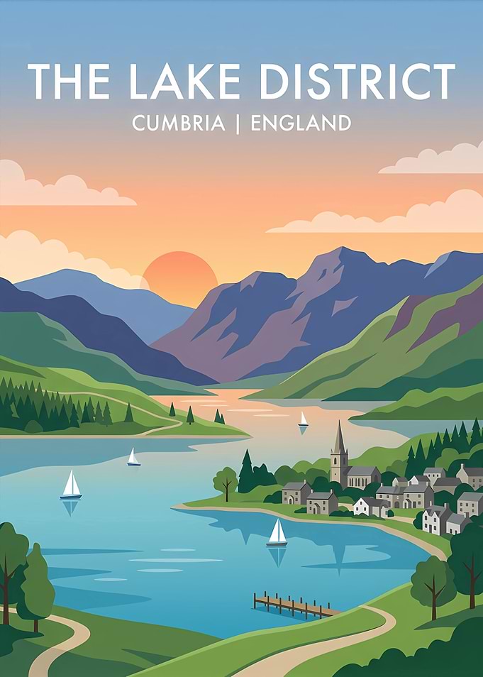 The Lake District Travel Poster