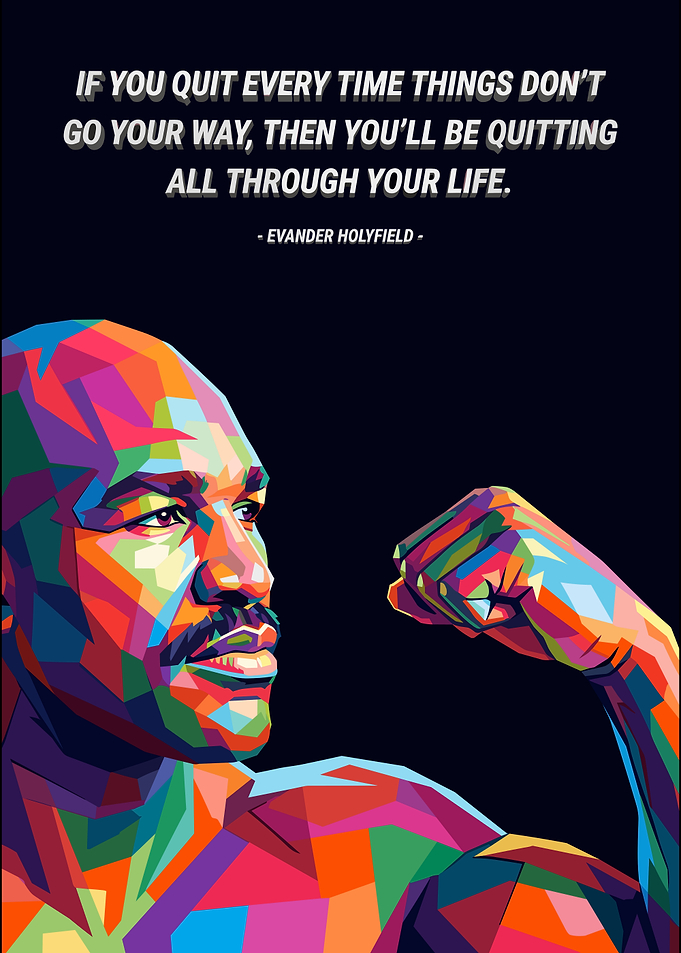 Evander Holyfield Inspirational Pop Art Poster