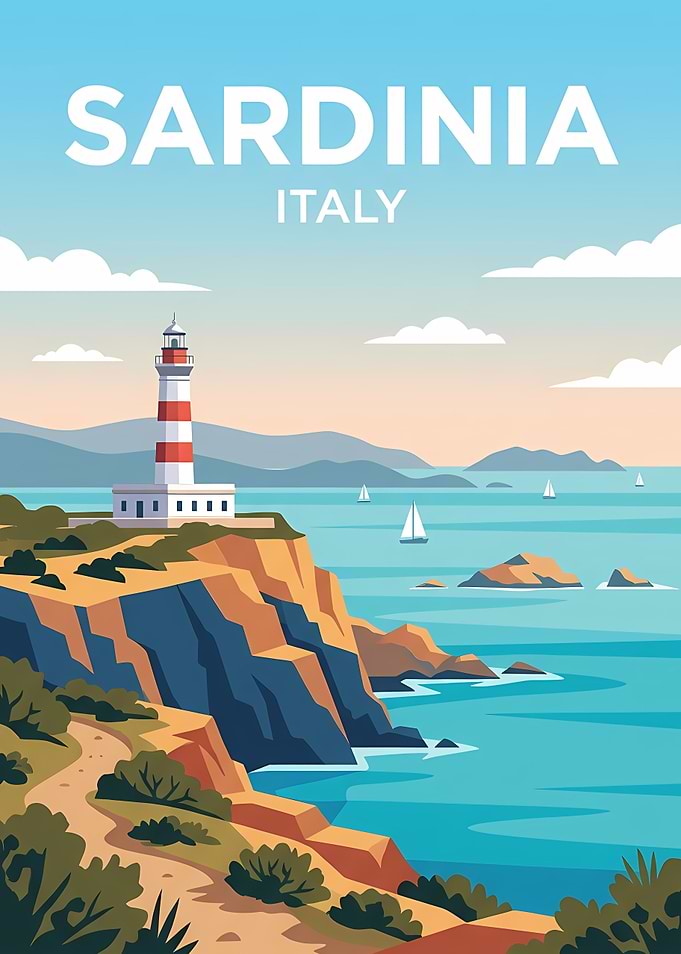 Sardinia Italy Travel Poster
